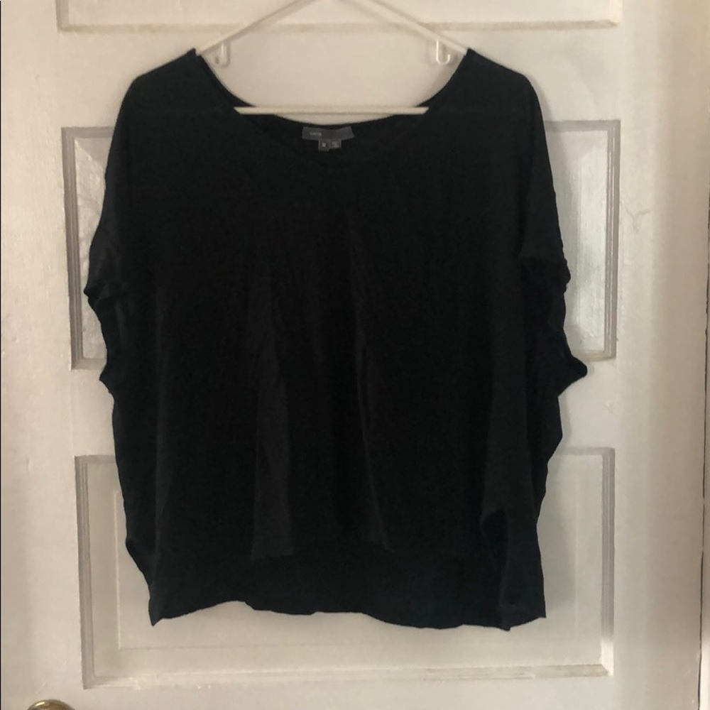 Flowy black sheer cropped shirt